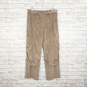 Goodfight Suede ribbed Trouser Pants wide leg in Tan Beige size 32